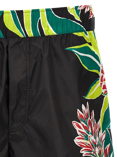 Shop Valentino Floral Printed Swimming Trunks Beachwear Multicolor