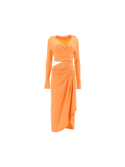 Shop Off-white Viscose Dress With Cut-out Detail