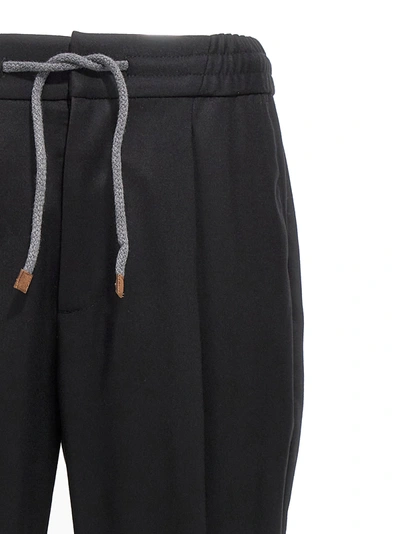 Shop Brunello Cucinelli Wool  With Front Pleats Pants Black