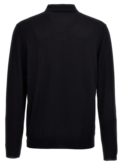 Shop Zanone Wool Polo Shirt Sweater, Cardigans Blue
