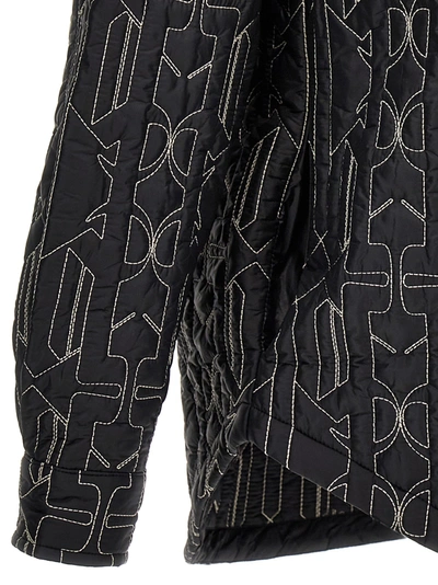 Shop Palm Angels All Monogram Quilted Dover Jacket Coats, Trench Coats In Gray