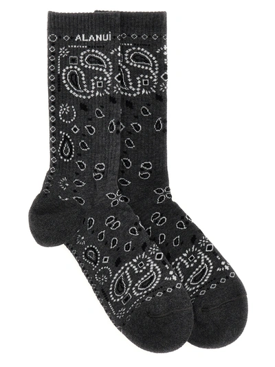 Shop Alanui Bandana Socks In Gray