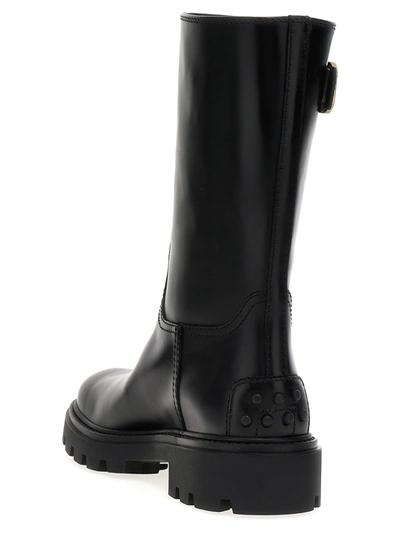 Shop Tod's Buckle Leather Boots Boots, Ankle Boots In Black