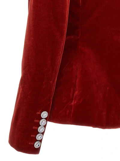 Shop Alexandre Vauthier Double Breast Velvet Blazer Jacket Jackets In Red