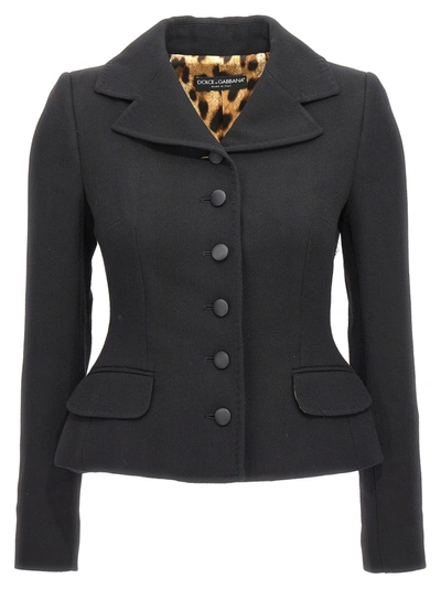 Dolce & Gabbana Single-breasted Wool Blazer In Black