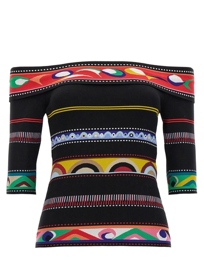 Shop Emilio Pucci Jacquard Patterned Top Tops Multicolor
