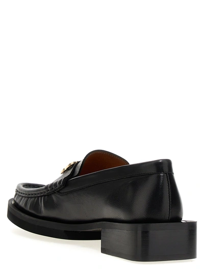 Shop Ganni Logo Loafers Flat Shoes Black