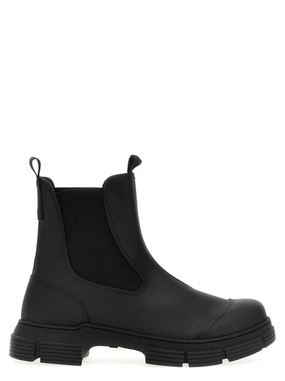 Shop Ganni Rubber City Boots, Ankle Boots In Black
