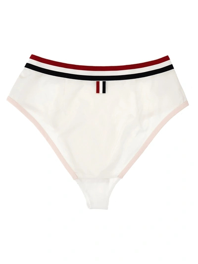 Thom Browne Color-block Briefs With Elastic Waistband And Sheer Panels In White