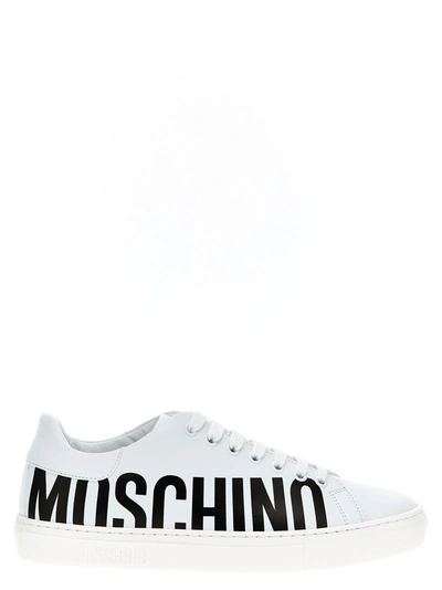 Shop Moschino Sneaker Logo Sneakers In White/black