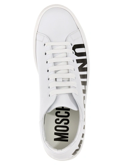 Shop Moschino Sneaker Logo Sneakers In White/black