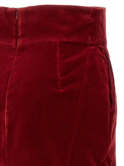 Shop Alexandre Vauthier Velvet Midi Skirt Skirts In Red