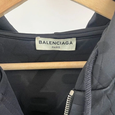 Pre-owned Balenciaga Black Zip Up Hoodie With B Embossed