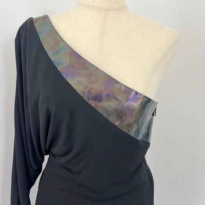 Pre-owned Gucci Black Dress With Rainbow Leather Trim Detail