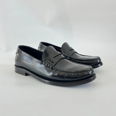 Pre-owned Saint Laurent Le Monogram Black Leather Loafers, 38