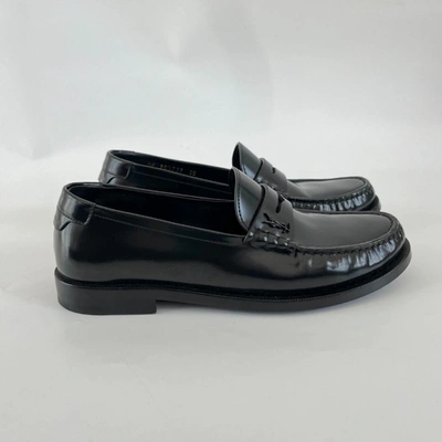 Pre-owned Saint Laurent Le Monogram Black Leather Loafers, 38