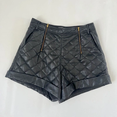 SELF-PORTRAIT Pre-owned Self Portrait Faux Leather Quilted Shorts
