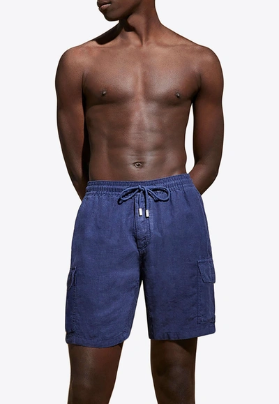 Shop Vilebrequin Baie Bermuda Cargo Shorts In Navy