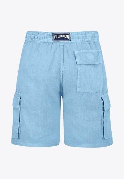 Shop Vilebrequin Baie Bermuda Cargo Shorts In Light Blue