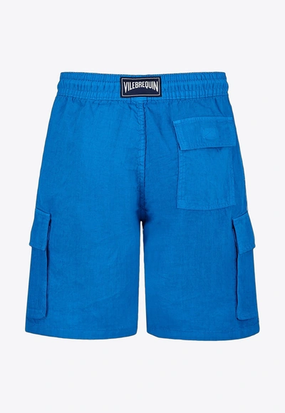 Shop Vilebrequin Baie Bermuda Cargo Shorts In Blue