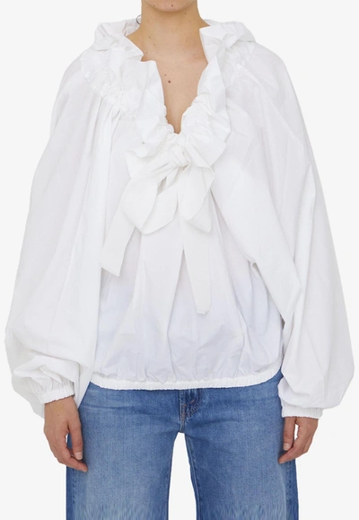Shop Patou Balloon-sleeved Blouse In White