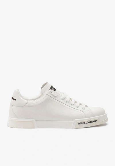 Shop Dolce & Gabbana Calfskin Nappa Portofino Sneakers In White