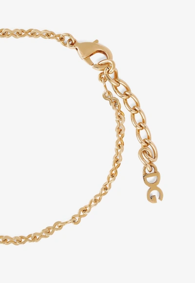 Shop Dolce & Gabbana Chain Logo Monogram Bracelet In Gold