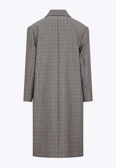 Shop Jil Sander Checked Coat In Virgin Wool In Gray