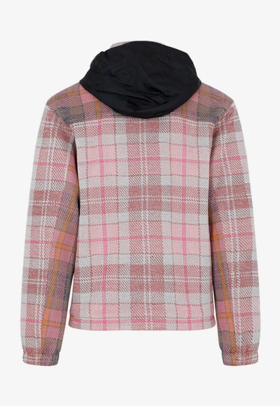 Shop Dior Checked Zip-up Jacket In Pink