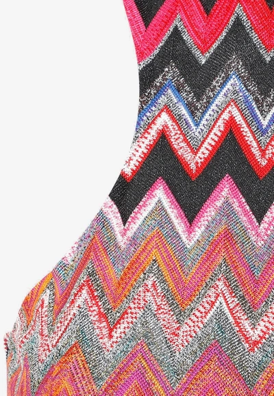 Shop Missoni Chevron Knit Mini Dress In Multicolor