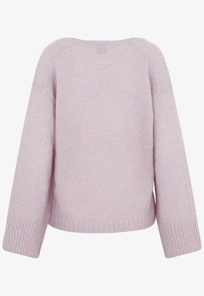 Shop By Malene Birger Cimone V-neck Knitted Sweater In Purple