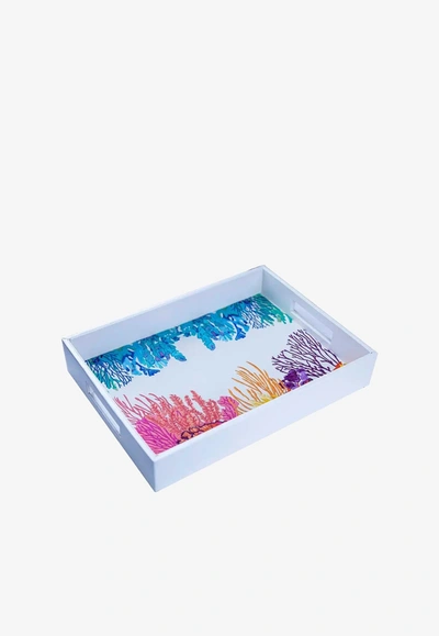 Stitch Coral Embroidered Tray In Multicolor