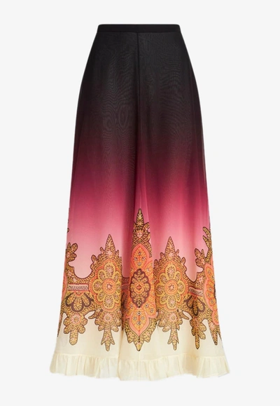 Shop Etro Degradé Silk Maxi Skirt In Multicolor