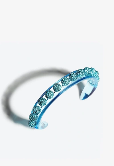 Aquazzura Disco Darling Crystal Embellished Bracelet In Blue