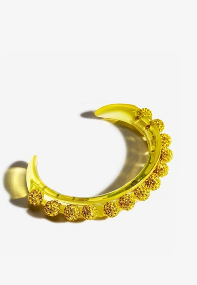 Shop Aquazzura Disco Darling Crystal Embellished Bracelet In Yellow