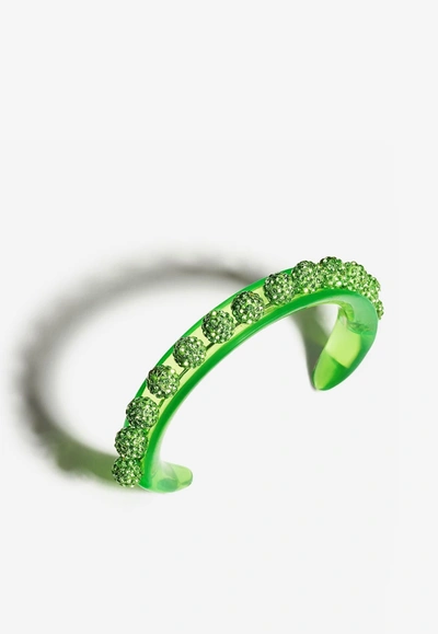 Aquazzura Disco Darling Crystal Embellished Bracelet In Green