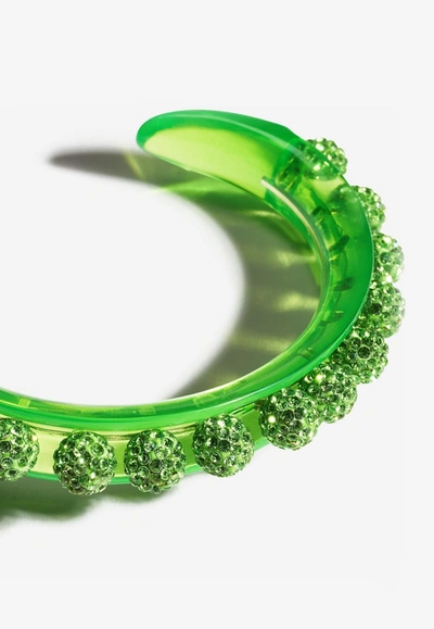 Aquazzura Disco Darling Crystal Embellished Bracelet In Green