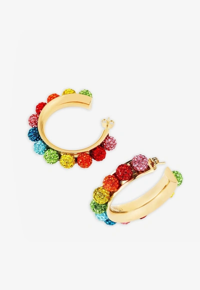 Aquazzura Disco Darling Crystal Embellished Earrings In Multicolor