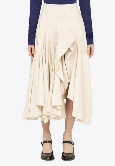 Shop Sportmax Eracle Asymmetrical Midi Skirt In Cream