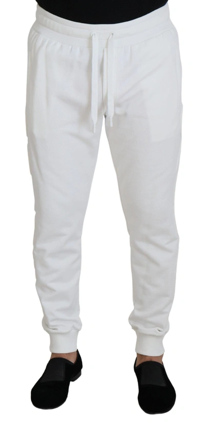 Shop Dolce & Gabbana White Sport Logo Cotton Sweatmen's Trousers Men's Pants