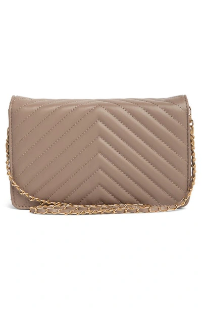 Shop Badgley Mischka Chevron Quilted Crossbody Bag In Taupe