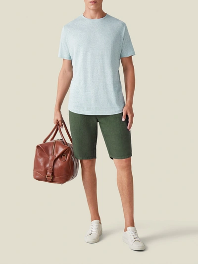 Shop Luca Faloni Khaki Green Bermuda Linen Shorts