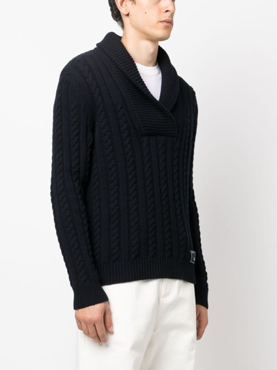 Shop Valentino Cable-knit Virgin Wool Jumper In Blue