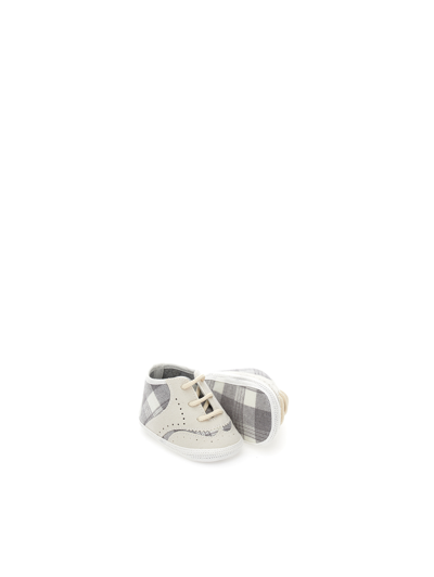 Shop Monnalisa Checked Suede Shoes In Grey + Cream
