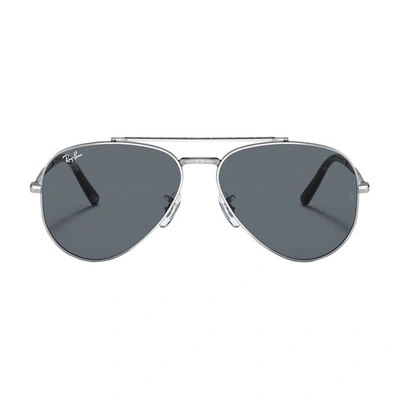 Shop Ray Ban New Aviator Pilot Sunglasses In Silver_classic_blue