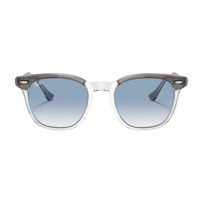 Shop Ray Ban Hawkeye Square Sunglasses In Grey_on_transparent_clear_gradient_blue