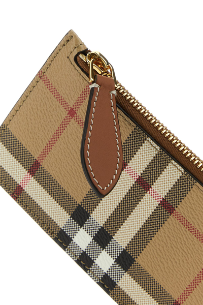 Burberry Mini Leather Wallet With Iconic Check Pattern And Zip Closure