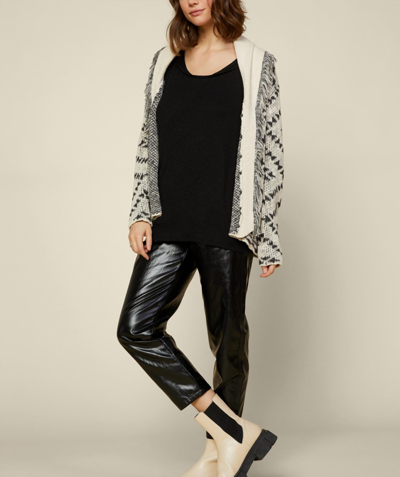 Skies Are Blue Carthage Open Knit Cardigan In Black/ivory In Multi