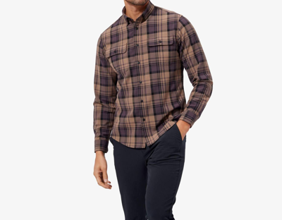 Shop Mizzen + Main Upstate Flannel Shirt In Caribou Brown Plaid In Multi