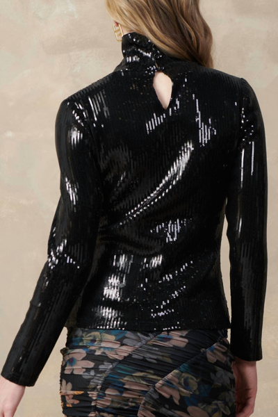 Current Air Anson Sequin Top In Black